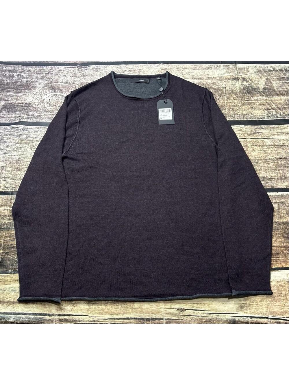 Nove Sweater Men Large Merino Wool Blend Crew Neck Trim $165